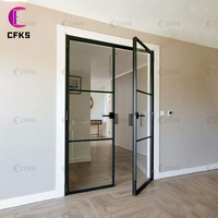 Porte d'entrée double en fer forgé noir, décorative, en métal, avec bonne étanchéité, pour patio, cour, entrée