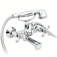 Robinet de bain mural européen de style antique en laiton avec douchette téléphonique pour salle de bain