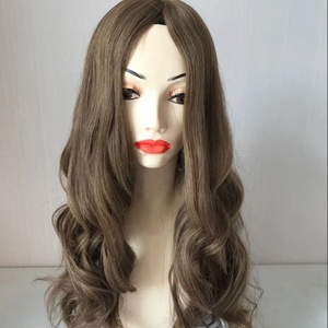 Parrucche all'ingrosso originali in capelli umani brasiliani Remy con base in seta trasparente, stile a strati in pizzo francese, biondo scuro con riflessi, lunghe - Product Image 1