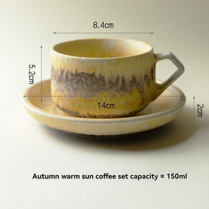 Japanese-style Retro Ceramic Coffee Cup and Saucer <b>Set</b>, Afternoon Tea Mugs, Coarse <b>Pottery</b> High-appearance Mugs, Water Cups - Product Image 6