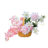Panier ovale en osier pour fleurs artificielles, arrangement floral en soie, pot de fleurs artificielles, accessoire de photographie