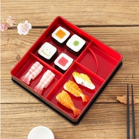 Boîte à bento carrée de style japonais en ABS avec couvercle, réutilisable, compartimentée, pour restaurant