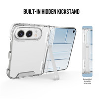 Coque transparente anti-rayures pour iPhone Duo Fold Phone, hybride PC TPU, béquille cachée, protection complète de la charnière, coque transparente