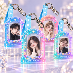 Porte-clés en acrylique personnalisable avec photo remplaçable, porte-clés cadre photo en acrylique pour fans d'idols avec sangle en tissu, personnalisation OEM ODM - Product Image 1