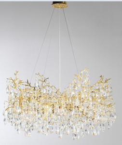 PM铝支水晶圆形吊灯法国豪华艺术造型玻璃吊灯别墅客厅卧室金色吸顶灯 - Product Image 6