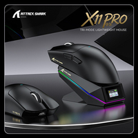 Souris de jeu sans fil Attack Shark X11Pro V2, légère, trois modes, PAW3315, esports, rechargeable, 2.4G BT, filaire