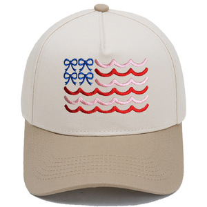 Bowknot sóng Trucker hat thêu USA cờ Đầu Mũ bóng chày của phụ nữ giản dị mũ đa năng - Product Image 4