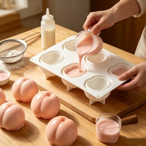 Peach Mousse Mold 6 Cavity Silicone Baking Mold For Dessert Cake Pudding Mold - Product Image 3