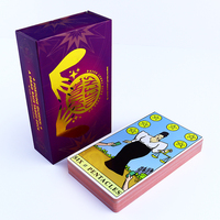 Cartes de tarot personnalisées avec impression dorée, bordure or rose, papier de haute qualité, avec boîte pour usage familial