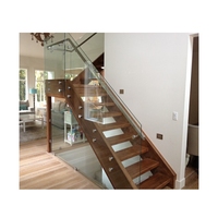 Escalier droit moderne à double poutre avec structure d'escalier à double poutre pour maison intérieure