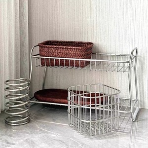 Panier de rangement en acier inoxydable <span class=keywords><strong>à</strong></span> double couche pour salle de bain, support de drainage pour <span class=keywords><strong>toilettes</strong></span>, porte-pinceaux de maquillage et porte-brosses <span class=keywords><strong>à</strong></span> dents - Product Image 2