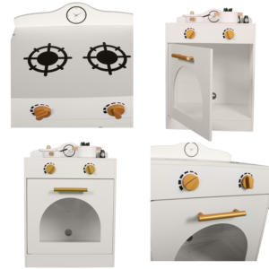 Ensemble de jouets de cuisine en bois pour enfants Toddlers <span class=keywords><strong>Chef</strong></span> Pretend Wood Play Kitchen avec accessoires Machine à glaçons Micro-ondes avec casseroles Poêle incluse - Product Image 4