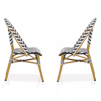 Ensemble de chaises de salle à manger rétro de style français moderne en rotin tissé pour balcons, magasins de thé au lait, séjours chez l'habitant, cuisine en métal, cour