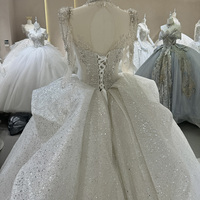DW0071 élégante robe de bal pailletée robe de mariée moderne pour Offre Spéciale de mariée grande taille avec dentelle complète et train chapelle