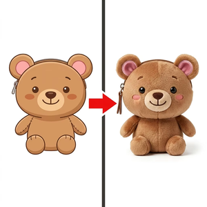Jouets en peluche personnalisés OEM, pochette à fermeture éclair en forme d'ours, jouet personnalisé avec logo IP, pochette à fermeture éclair en tissu personnalisée, logo de marque, vente en gros, cadeaux promotionnels - Product Image 1