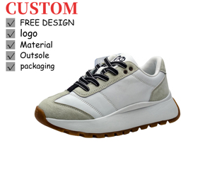 <span class=keywords><strong>Zapatillas</strong></span> <span class=keywords><strong>Deportivas</strong></span> Casuales de Plataforma de Cuero Personalizadas OEM ODM para <span class=keywords><strong>Mujer</strong></span>, Zapatos para Caminar con <span class=keywords><strong>Cordones</strong></span> y Suela Gruesa, Marca Privada - Product Image 1