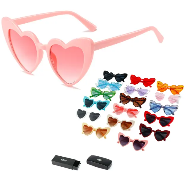 Kacamata hitam lentes de sol wanita, kacamata pelindung terik matahari UV400 bentuk hati cinta Retro untuk wanita 2023