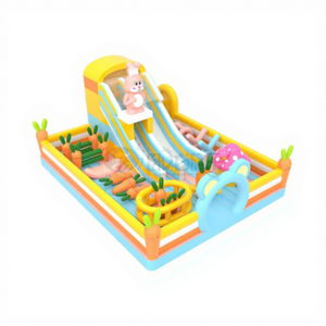 Château Gonflable Vibrant Rabbit Paradise avec Toboggan et Décoration Carotte pour <span class=keywords><strong>Location</strong></span> Commerciale de Structures Gonflables pour Enfants en Extérieur - Product Image 1