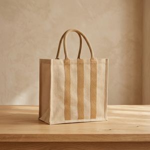 Sac fourre-tout tissé rayé simple avec fermeture éclair, réutilisable pour les courses et l'épicerie, idéal pour la promotion et l'utilisation en supermarché - Product Image 1