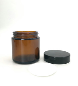 Wholesale Custom Logo Amber <b>Glass</b> Jars, UV Protection Empty Cosmetic Cream <b>Glass</b> <b>Containers</b> with Black Lids - Product Image 3