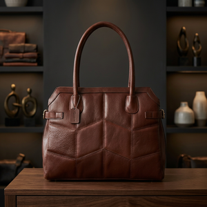 Bolso de Mano para Dama de Cuero Vacuno Natural de Alta Calidad, Estilo Vintage, Impermeable, con Cierre de Cremallera, Impresión Personalizada, Gran Capacidad - Product Image 1