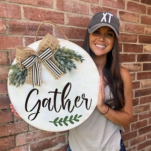 9Pcs Pochoirs de Bienvenue pour <span class=keywords><strong>Peinture</strong></span> sur Bois 12X12 Inch <span class=keywords><strong>Rond</strong></span> Grand Pochoirs de Bienvenue Ferme Réutilisables - Product Image 5