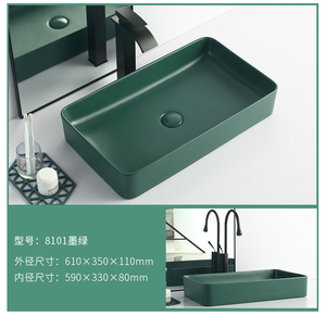 <span class=keywords><strong>Lavandino</strong></span> <span class=keywords><strong>da</strong></span> bagno a mano <span class=keywords><strong>da</strong></span> <span class=keywords><strong>appoggio</strong></span> in ceramica verde opaco in ceramica di moda rettangolare in stile moderno di lusso con certificato - Product Image 3