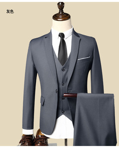 Vestido de novia para novio, traje ajustado de tres piezas para <span class=keywords><strong>hombre</strong></span>, precio inferior, conjuntos formales de negocios directos de fábrica - Product Image 3