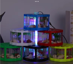 Mini <span class=keywords><strong>Acquario</strong></span> in Plastica Ecologico con Accessori per <span class=keywords><strong>Tartarughe</strong></span> e Pesci Betta, Ideale per Spazi Cucina - Product Image 3