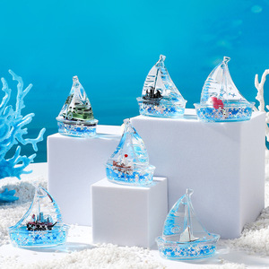 Bouteille flottante créative en acrylique en forme de <span class=keywords><strong>petit</strong></span> bateau, best-seller, ornement de bureau, mini-paysage d'aquarium, décoration DIY - Product Image 1