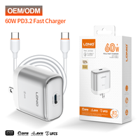 Cargador USB C LDNIO Q20 de 60W 20V con Logotipo Personalizado al por Mayor, Adaptador de Carga Rápida PD 3.2 para iPhone 17, OEM ODM