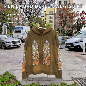 Sudadera de Cuello Redondo con Estampado Bordado para Hombre, Sudadera Informal de Manga Larga, 100% Algodón Ecológico, Nuevo Estilo 2024 - Product Image 2