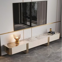 Nouvelle Meuble TV Moderne de Luxe avec Pieds en Bois, Ensemble Meuble TV et Table Basse en Bois pour Salon, Mobilier Haut de Gamme