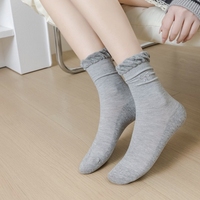 Chaussettes mi-mollet décontractées pour femmes, imprimées, avec nœud mignon, bordure à volants, en mélange de coton doux, confortables et respirantes pour le quotidien