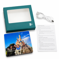 Aimant de réfrigérateur Bluetooth 128 Mo (personnalisable) avec lecteur audio musical et photo personnalisée, fond cercle vert