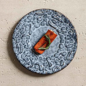 Platos de Porcelana Redondos Irregulares de Cerámica Azul Gris, Vajilla Rústica para Estilizar Comidas, Restaurante y Cocina Casera - Product Image 4