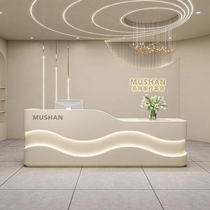 Sang trọng bằng đá cẩm thạch trắng làm đẹp tóc Salon đồ nội thất quầy lễ tân hiện đại đa chức năng bàn tiếp tân với lưu trữ - Product Image 2