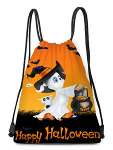 Factory Wholesale Halloween Trick or Treat String Candy Gift Bag Cartoon Polyester <b>Drawstring</b> <b>Backpack</b> - Product Image 3