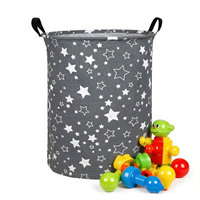 Panier à linge rond pliable en coton et lin 35x45cm, idéal pour le rangement des vêtements sales, des poupées, pour la chambre, la salle de bain et les chambres d'enfants - Vente en gros usine