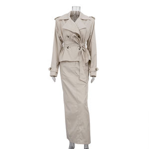 Elegante Completo <span class=keywords><strong>Donna</strong></span> Due Pezzi 2025, Set Gonna e Giacca, Trench Corto, Abbigliamento Autunno e Inverno - Product Image 5