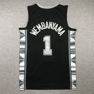Tenues de basketball américaines brodées les plus populaires # 1 <span class=keywords><strong>Maillot</strong></span> de basket-ball Victor Wembanyama des <span class=keywords><strong>San</strong></span> <span class=keywords><strong>Antonio</strong></span> <span class=keywords><strong>Spurs</strong></span> pour homme - Product Image 6