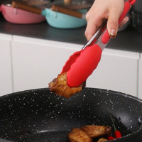 Keukenaccessoires siliconen voedseltangen roestvrijstalen keukentang met antislip kookclip voor bakken, grillen en BBQ