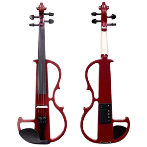 Violín <span class=keywords><strong>El</strong></span>éctrico Silencioso 4/4 <span class=keywords><strong>de</strong></span> Madera Sólida con Preamplificador Activo, Controles <span class=keywords><strong>de</strong></span> Volumen y Tono, Arco y Estuche Protector - Product Image 2