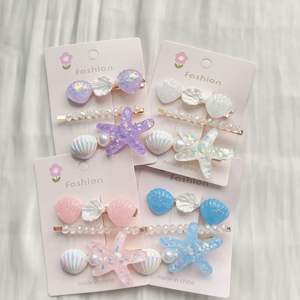 Charms Beach Accesorios para el cabello 3 piezas por juego Pearl Beaded Starfish Shell Sea Hair Clips - Product Image 1