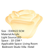Lampe de table LED moderne en acrylique givré en forme de rose pour salon, chambre, bureau, villa, hôtel, décoration intérieure