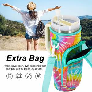 40 oz Neoprene Cooler Bag with Adjustable Shoulder Strap Water <b>Bottle</b> Carrier Tumbler Sleeve Holder Accessories for Tumble Cup - Product Image 3