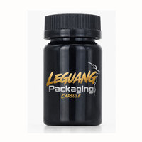 Bouteille de pilules en PET de qualité alimentaire en gros, 50cc, 100cc, 120cc, 150cc, 200cc, noire, vide, pour le stockage de médicaments et de capsules, avec couvercles
