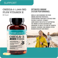 OMEGA-3 Plus Vitamine E 1000mg Huile de Poisson Renforce l'Immunité Soutient les Fonctions Cognitives et Cérébrales Soutient la Santé Cardiaque