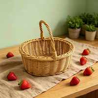 Panier en rotin PP tressé à la main avec poignée – Rangement durable pour jouets pour filles et garçons – Offre spéciale