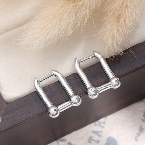 Geometric Square Gold Color Zinc Alloy <b>Stud</b> Earrings For Women EH932 - Product Image 3